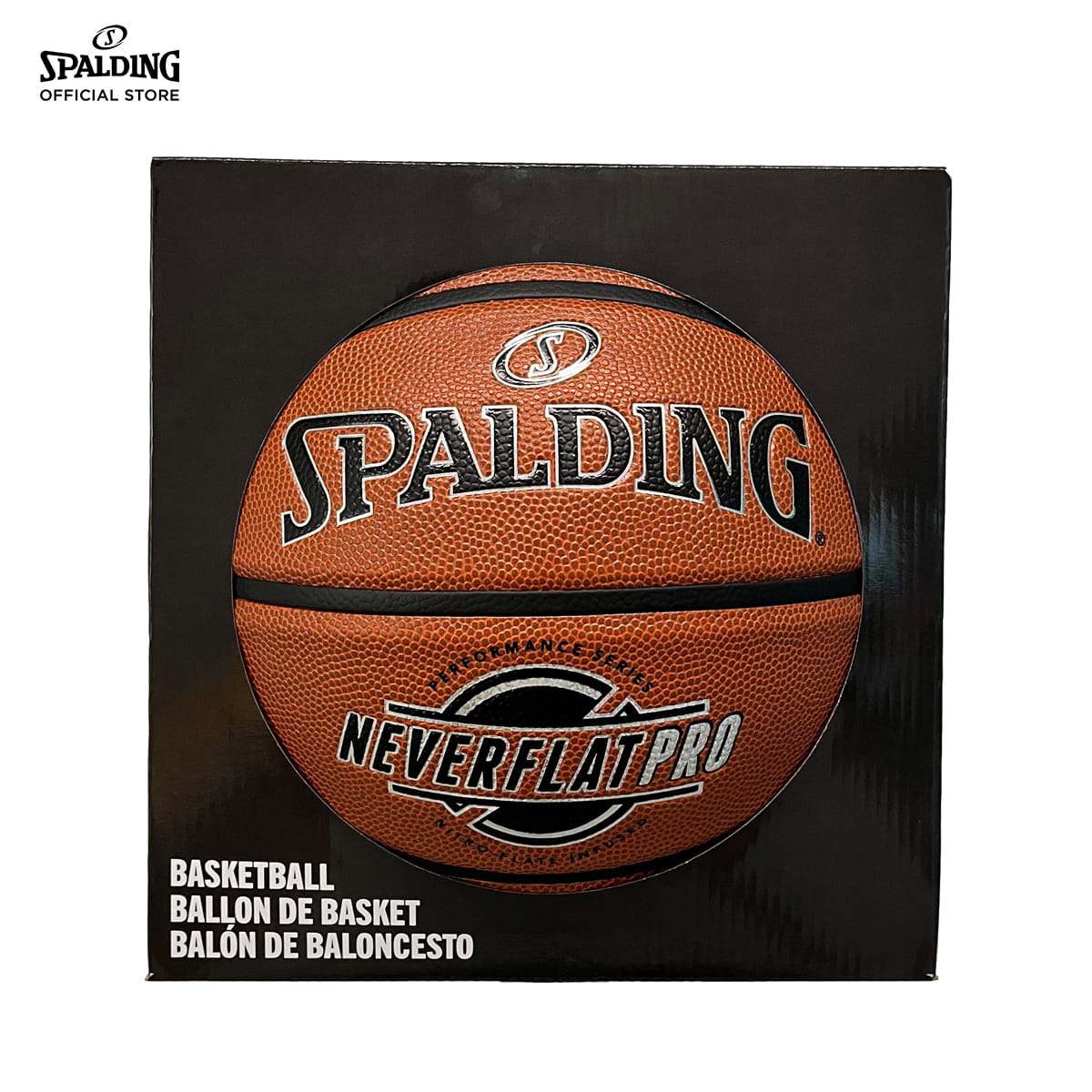 ลูกบาส SPALDING รุ่น NEVERFLAT PRO ลูกบาสเกตบอล หนัง PU, เบอร์ 7, ไม่ต้องเติมลม_7